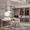 Leicht Designküche Mandelgrau metallic mit Insel