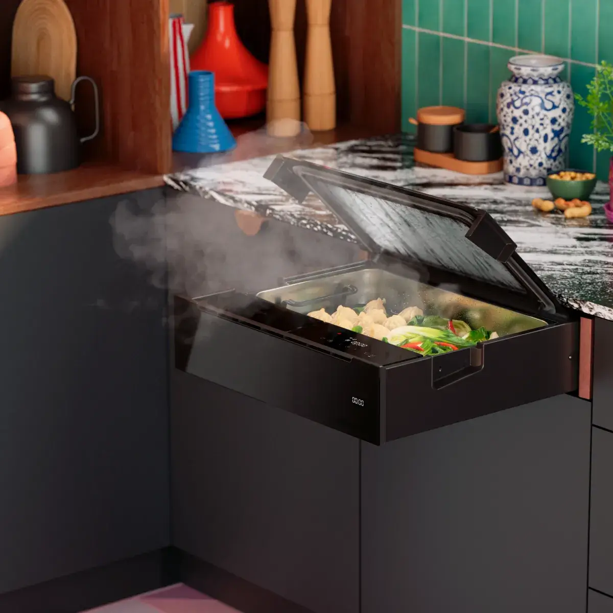 neff-dampfschublade-schwarz-dampfgaren